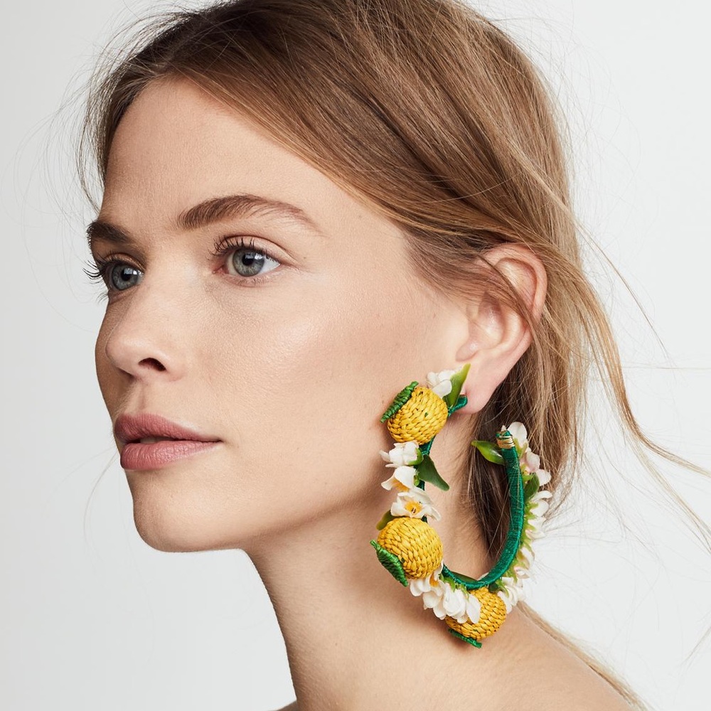 Mercedes Salazar lemon hoops earrings